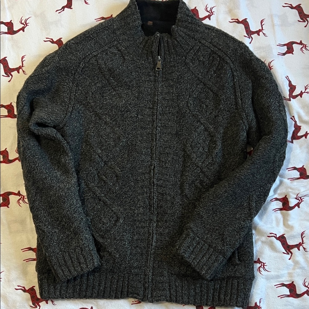Men's Dark Gray Zip-Up Sweater
